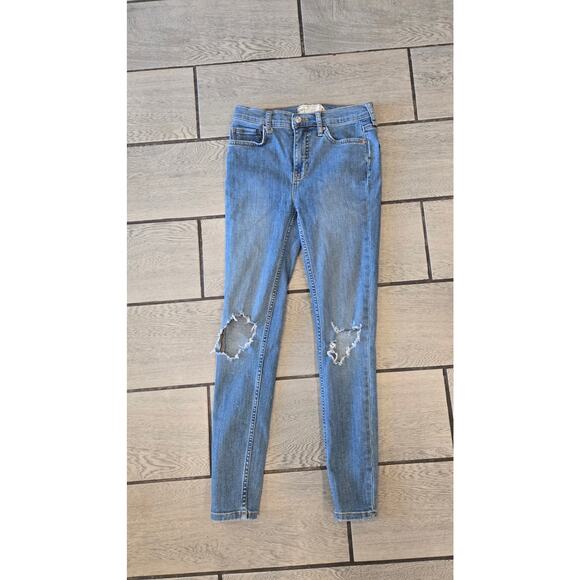 Free People Distressed Skinny Jeans Women’s Size 25 Blue Raw fp702 - Picture 1 of 4